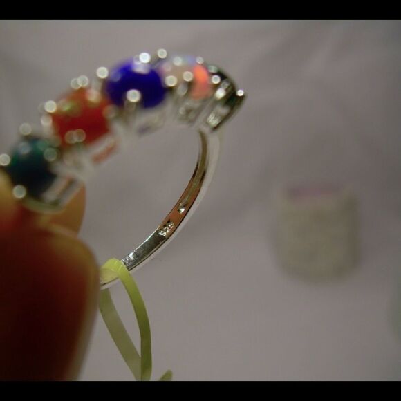 Sterling Silver MultiColor Opal Ring Jewelry - Picture 4 of 10